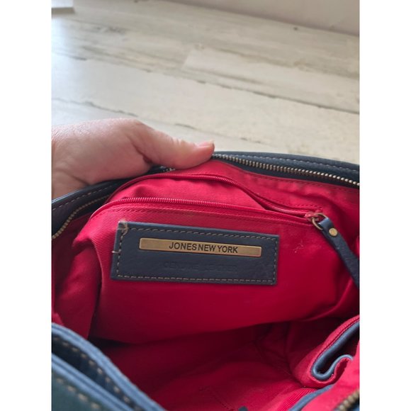 Jones New York woman’s blue genuine leather shoulder bag - Picture 5 of 9